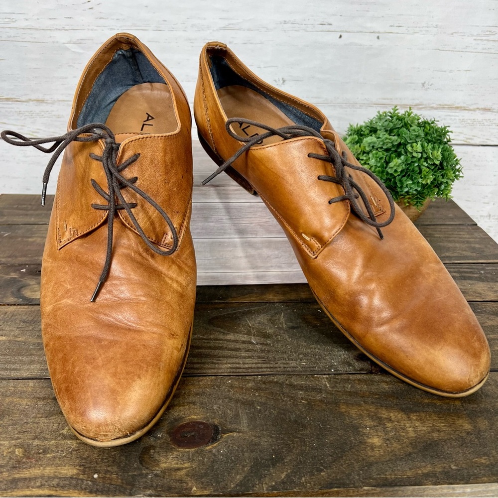 Aldo Men’s Tan Leather Derby Shoes